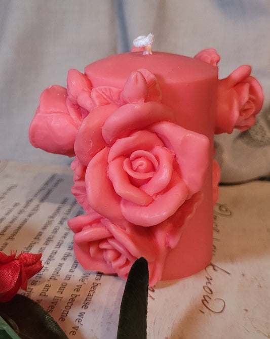 Rose Pillar Candle