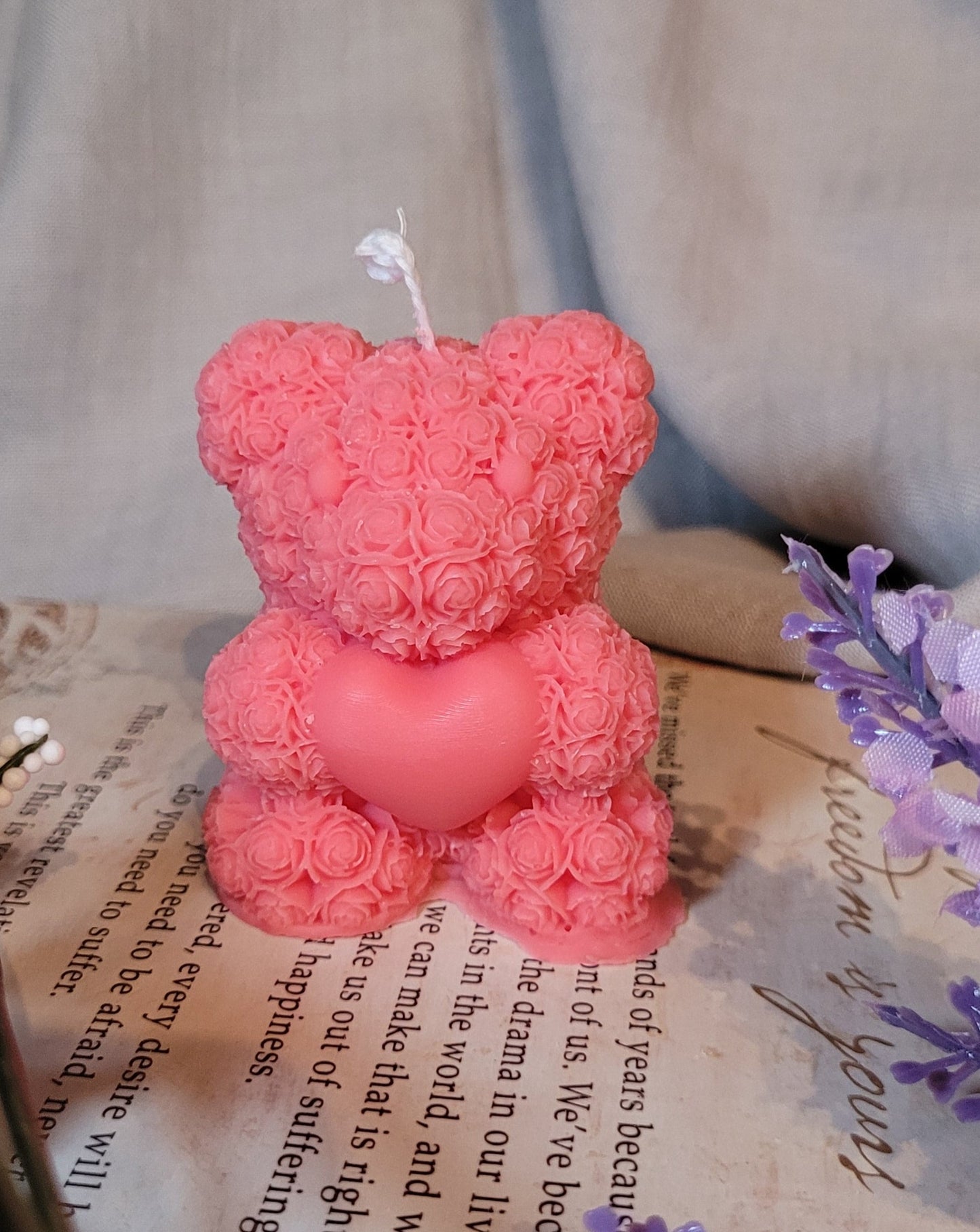 Rose Bear Candle